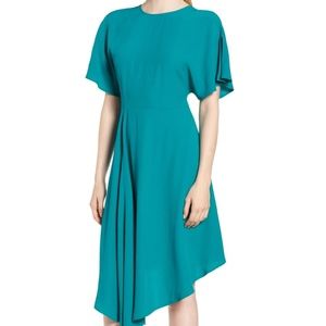 Lewit Asymmetrical Slit Sleeve Crepe Dress, 6